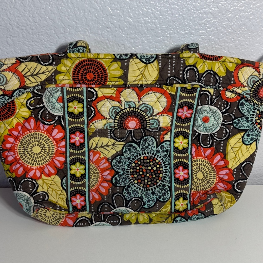 Vera Bradley Yellow and Red Shoulder Bag with Quilted Floral Design